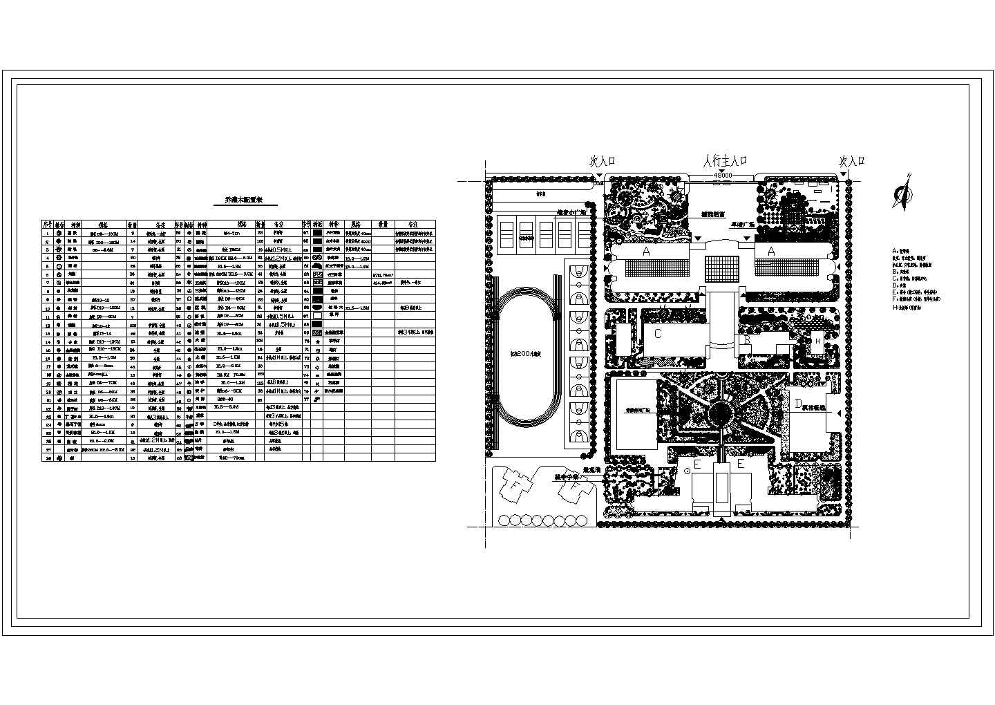 某校园CAD设计绿化规划平面图