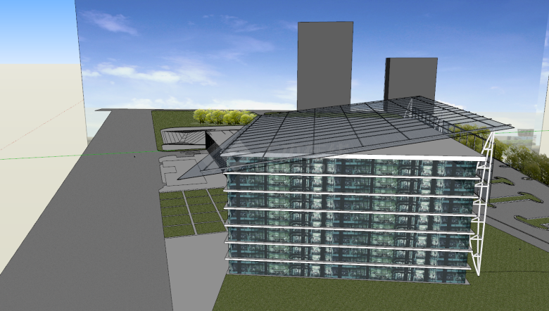 多层办公楼外观展示su模型-图二