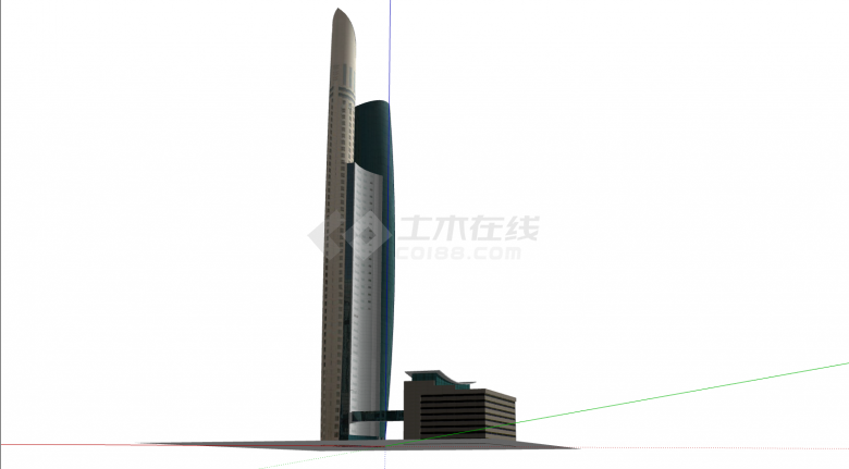现代高层办公楼建筑su模型-图二