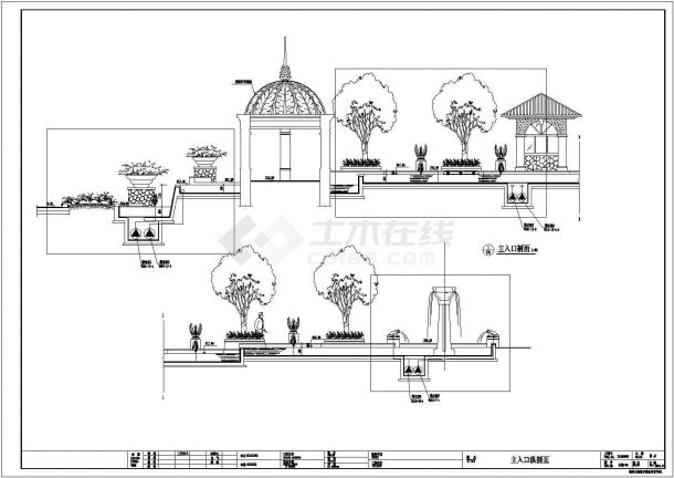 某主入口水景喷泉设计CAD施工详图（甲级院设计）-图二