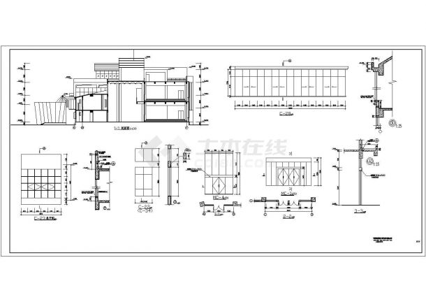 某图书馆阶梯教室CAD框架结构设计施工图-图二