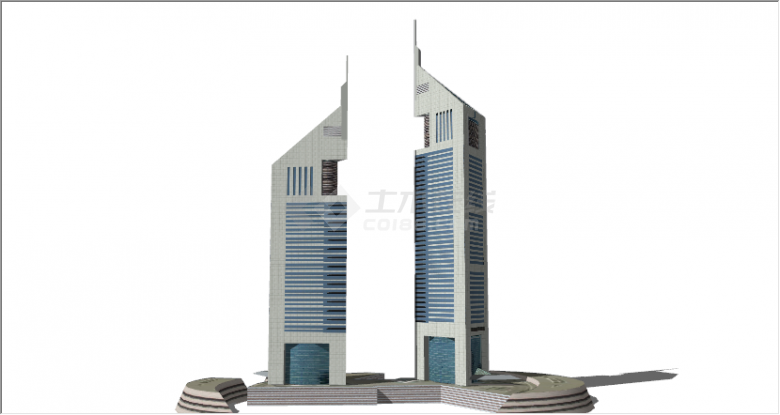 现代摩登尖顶高塔建筑物su模型-图二