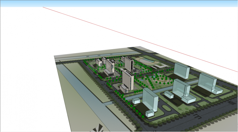多栋的高层的行政办公区.su模型-图一