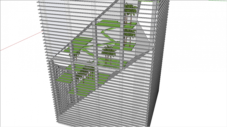 高层设计方案带树木带楼梯su模型-图二