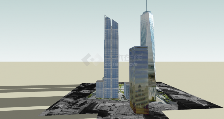 城市中心新型经济贸易中心su模型-图一