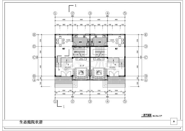 住宅设计_某三层生态庭院农居设计方案CAD图-图一