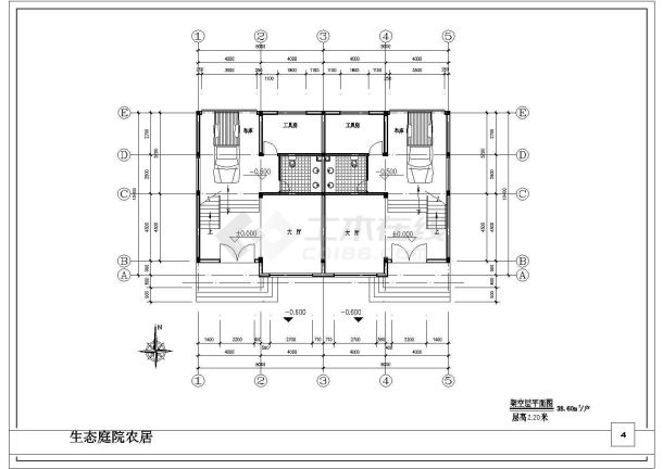 住宅设计_某三层生态庭院农居设计方案CAD图-图二