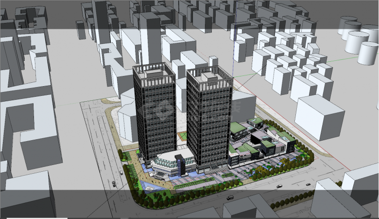 世贸中心高层办公楼su模型-图一