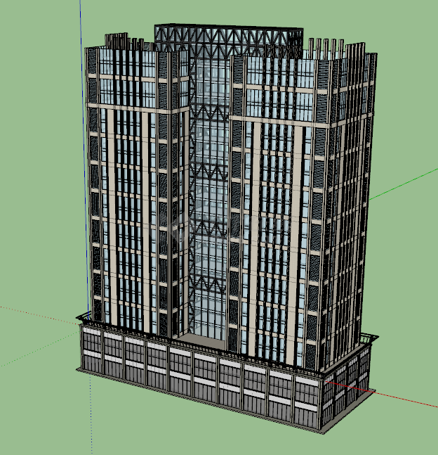 独栋楼空顶层装饰的现代办公楼su模型-图二