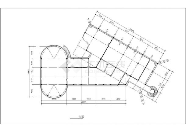 青岛市某2层艺术展览中心全套建筑设计CAD图纸-图一