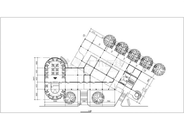 青岛市某2层艺术展览中心全套建筑设计CAD图纸-图二