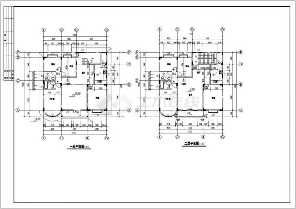 三层实用农村住宅建筑设计CAD图-图二