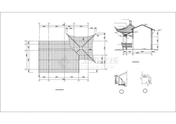 泰山景区某单层中式风格管理房建筑设计CAD图纸-图二