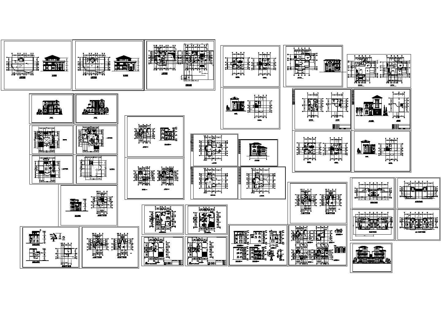 12个别墅设计方案施工图(cad)