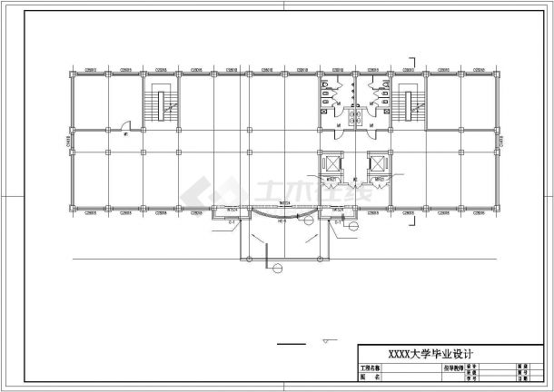 办公楼设计_南京某大学2460平米4层办公楼建筑设计CAD图纸-图二