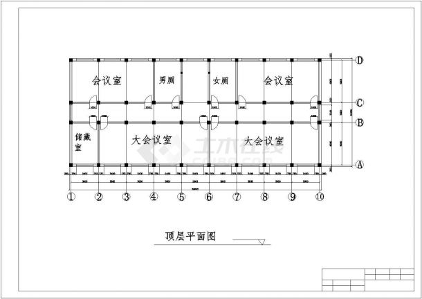 办公楼设计_3100平米6层混凝土框架结构办公楼建筑设计CAD图纸-图二