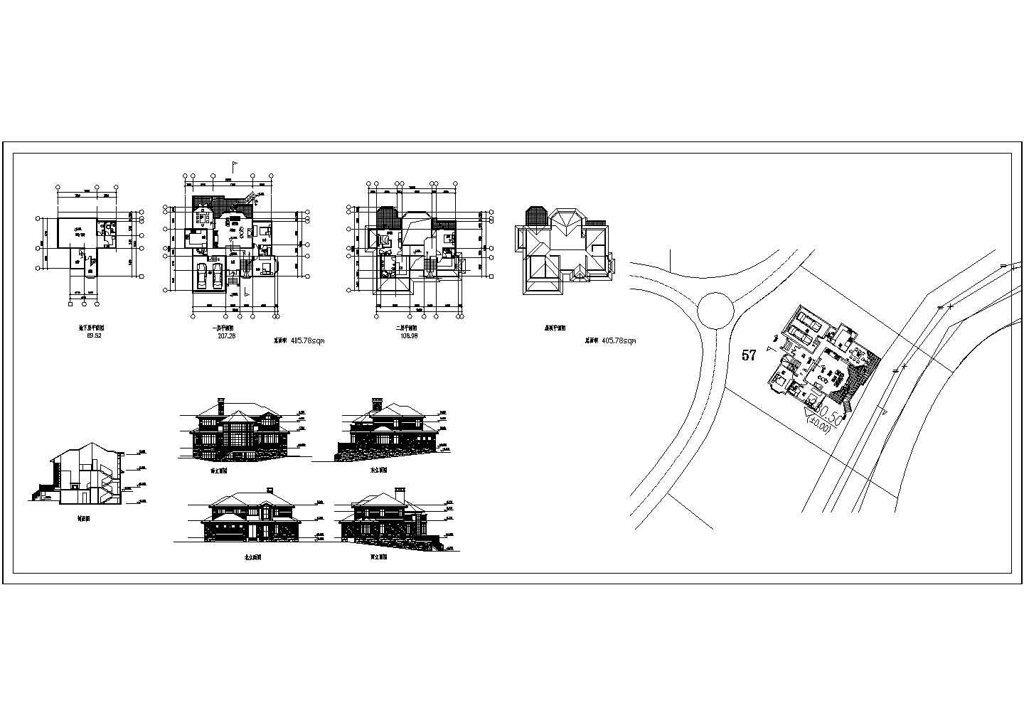 坡地独栋别墅方案设计（含效果图）