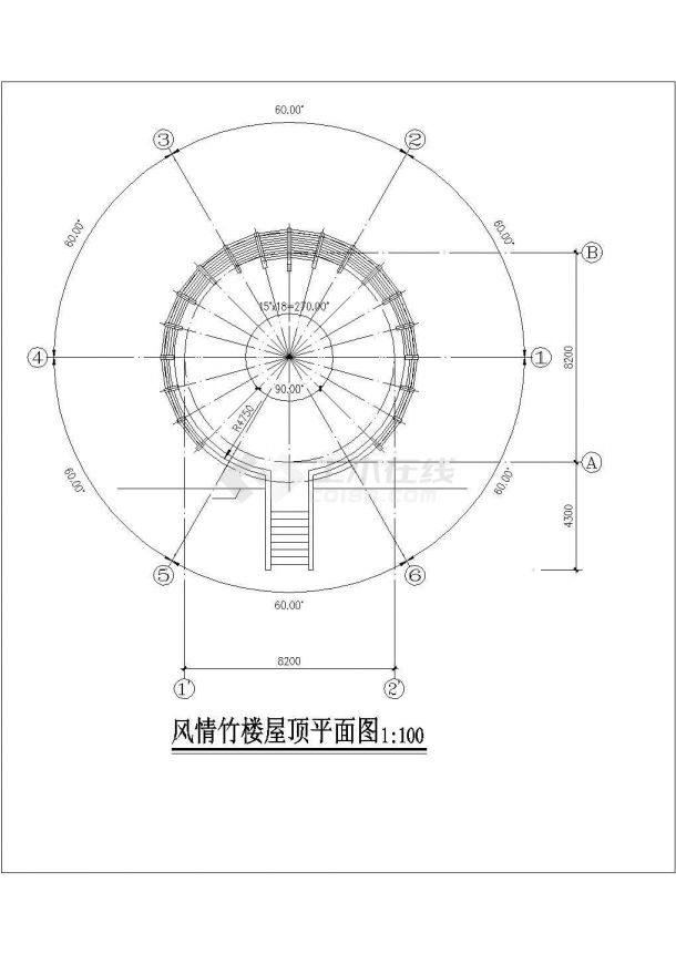 昆明市某少数民族风情竹楼建筑设计cad图纸