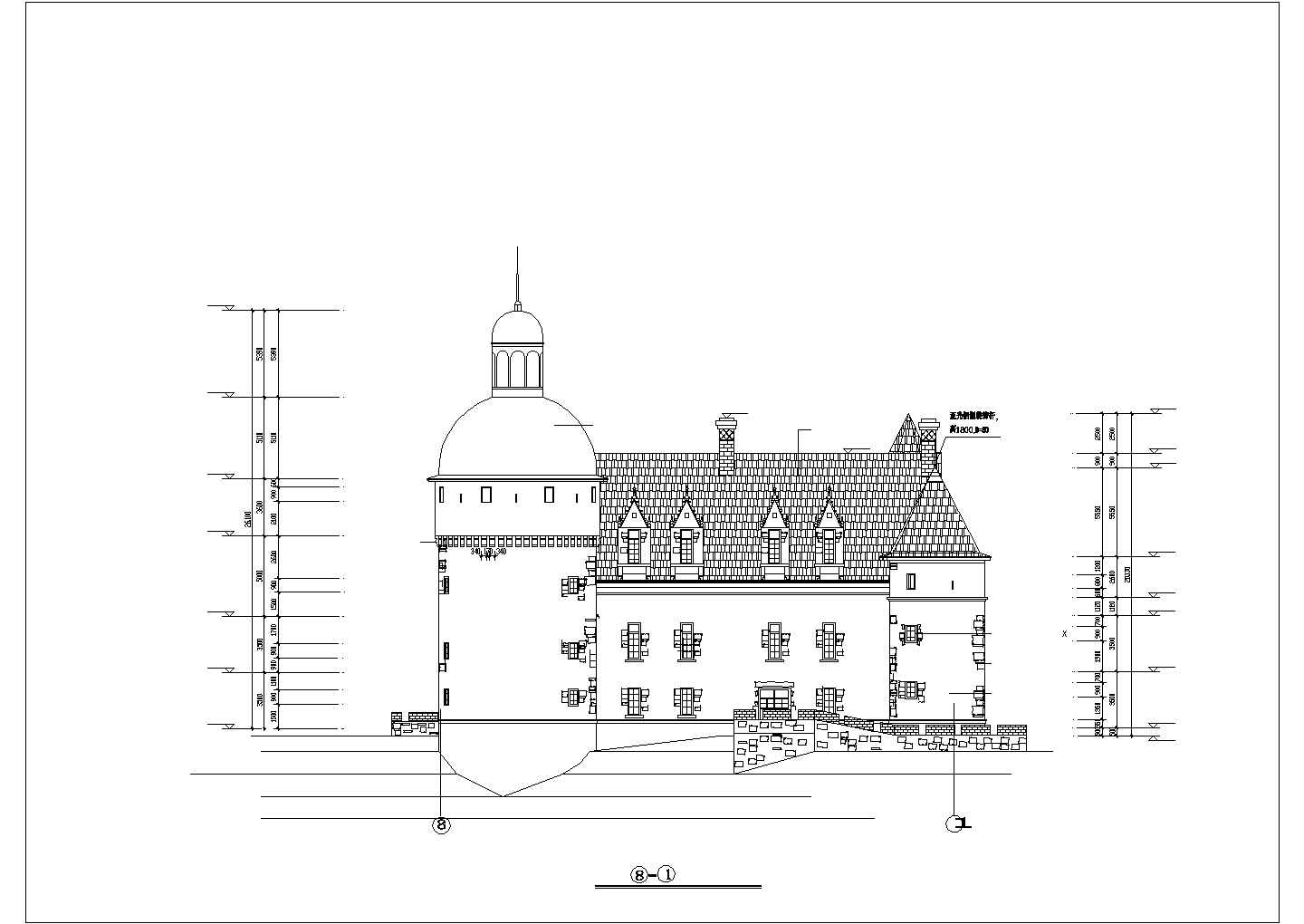 经典欧式古堡立面设计CAD图集（6张）