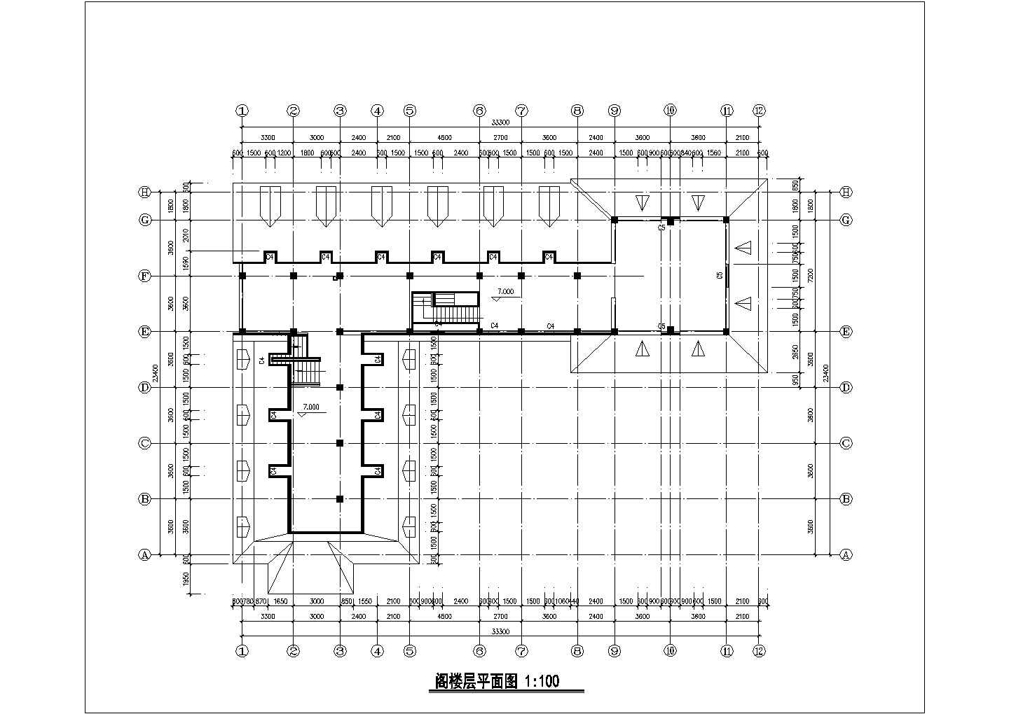 沈阳某2+1层古堡式饭店全体建筑设计CAD图纸