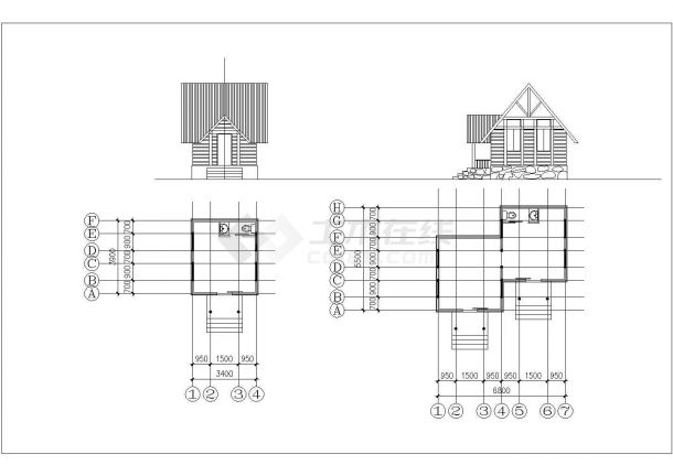 拉萨市某景区单层小木屋建筑设计CAD图纸-图一