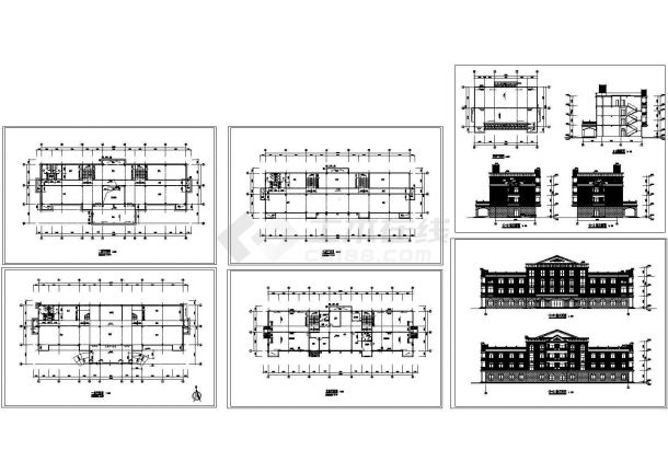 办公楼设计_某地四层框架结构欧式办公楼建筑方案图纸-图一