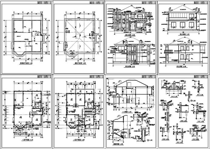 三层带阁楼别墅建筑设计CAD施工图纸_图1