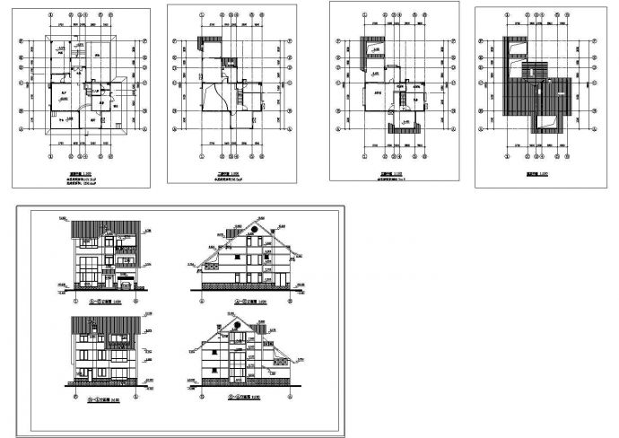三层别墅建筑详细cad设计施工图_图1