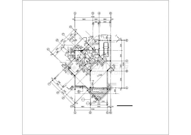 哈尔滨某小区360平米3层高档别墅建筑设计CAD图纸-图一