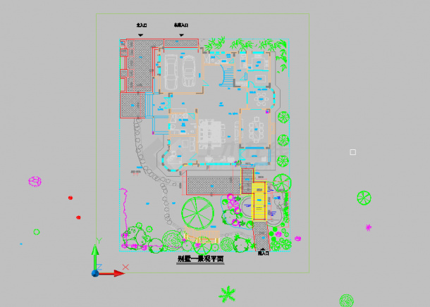 某私家别墅庭院景观绿化规划设计cad总平面施工图（甲级院设计）-图一