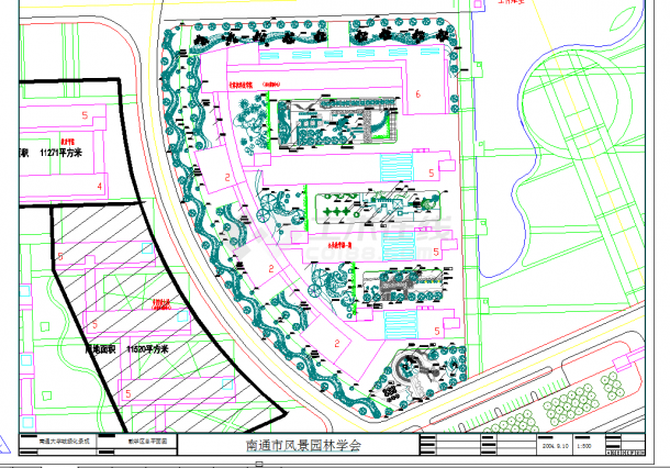 某大学城景观规划设计cad全套施工图（含总平面及分区规划图）-图二