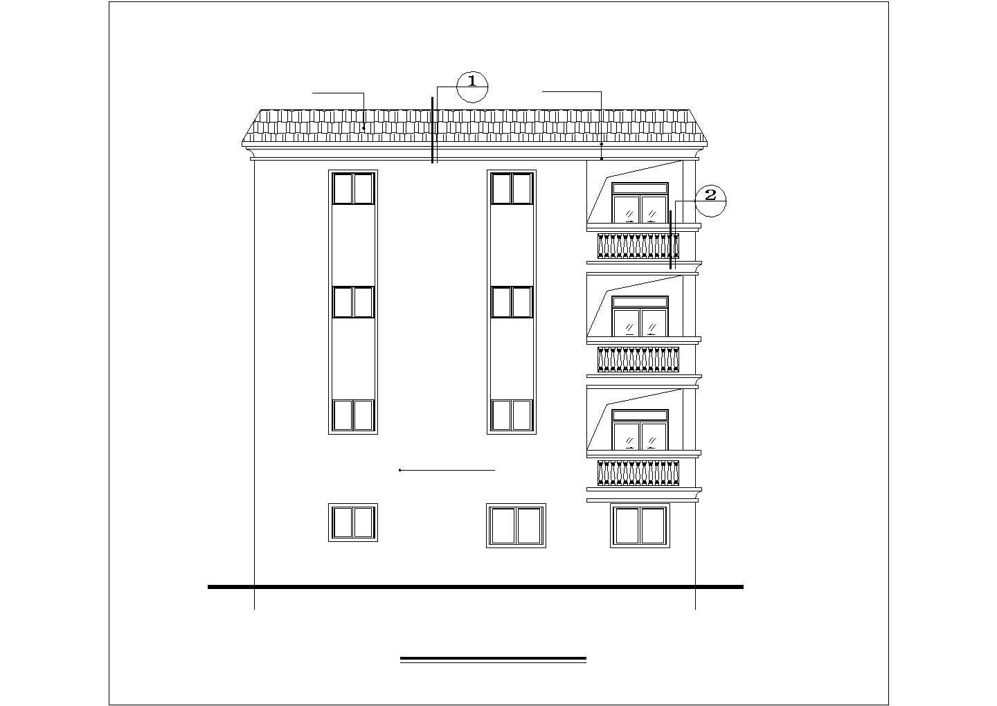 别墅设计_某乡村四层小型别墅CAD图