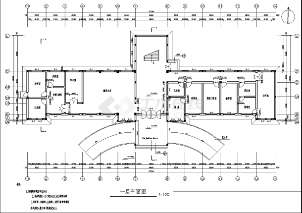 3层1184平米骨髓医院门诊楼建筑结构设计施工cad图纸-图二