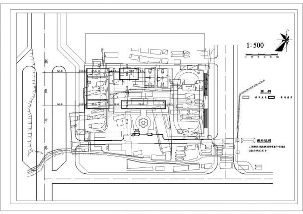 某中学校园绿化规划设计cad总平面方案图纸（标注详细）-图二