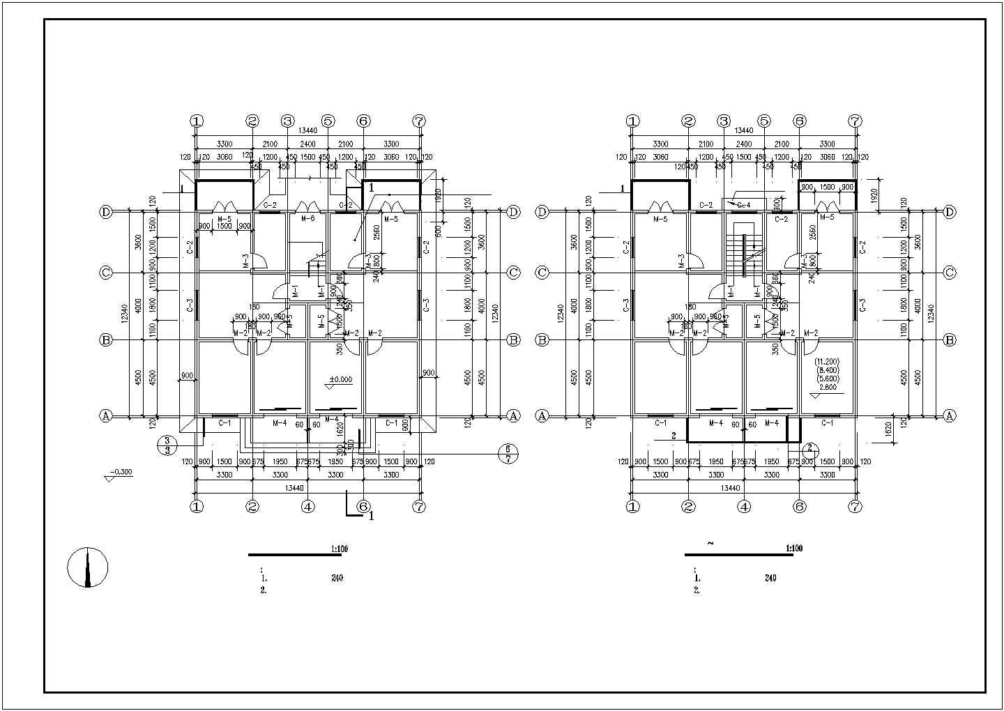 多层住宅建筑设计cad图纸(共5张)