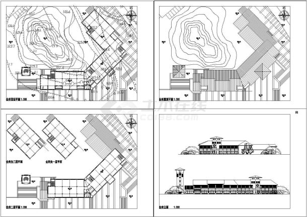 某地区别墅区会所建筑设计施工图(cad)-图一