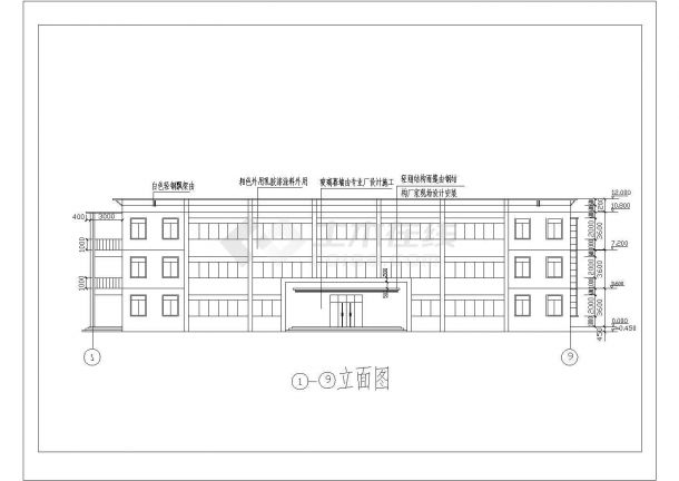 北京定额三层框架结构办公楼毕业设计（清单计价实例、工程量计算、清单、CAD图21张）-图一