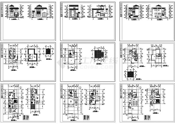 三套三层别墅设计方案施工图-图一