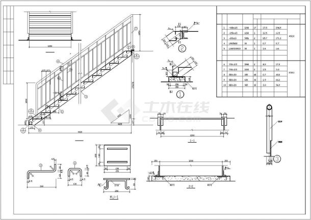 某地室外住宅钢结构楼梯设计图-图二