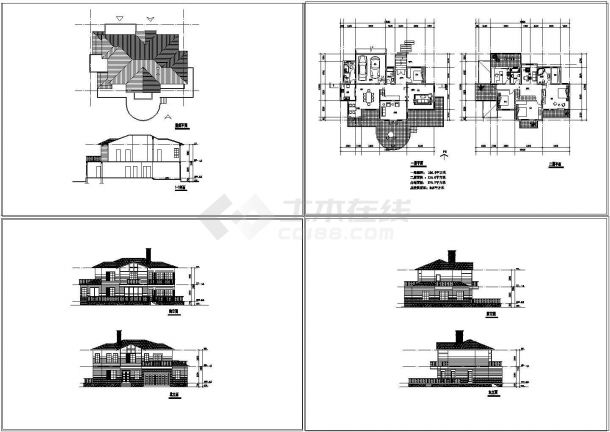 某地区三层独栋别墅建筑设计CAD施工图-图一