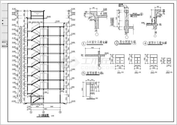 住宅设计_某八层标准农民房建筑施工CAD图-图二