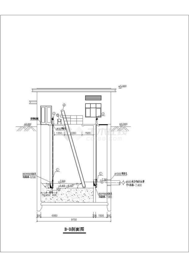 某地区沉井施工污水提升泵房工艺设计详细方案cad图纸