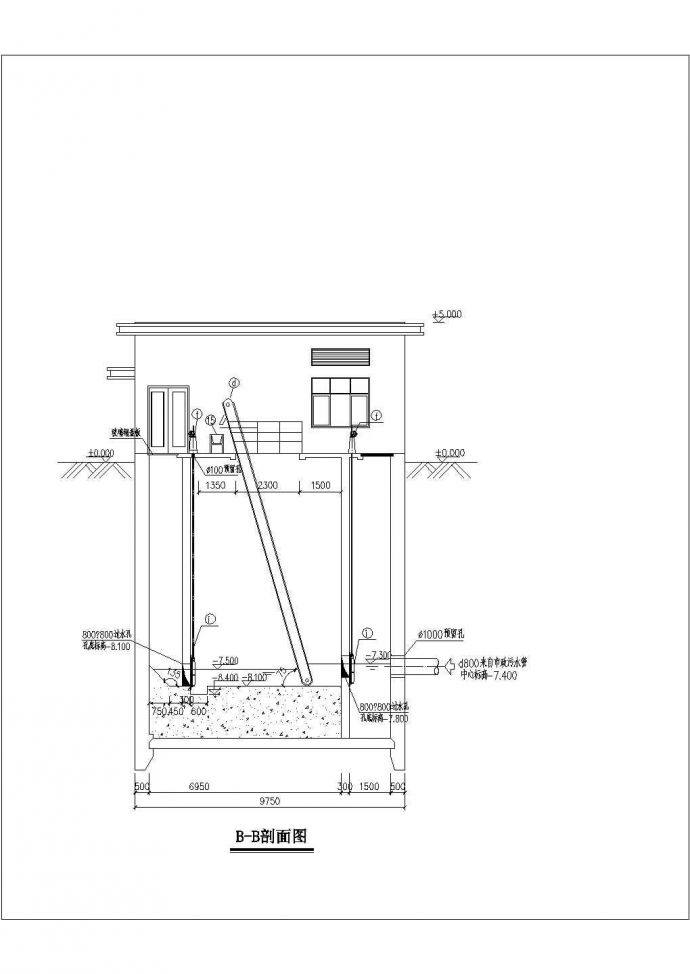 某地区沉井施工污水提升泵房工艺设计详细方案CAD图纸_图1