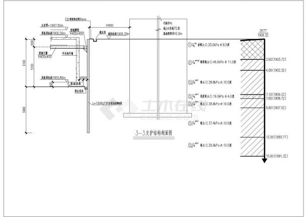 某工程钢板桩基坑支护设计施工图-图二