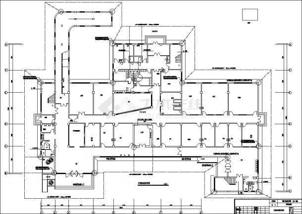 3层4690平米传染病房楼电气系统设计施工cad图纸-图一