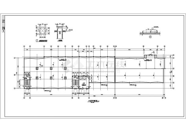 建筑设计_某六层展示大楼全套CAD图-图二