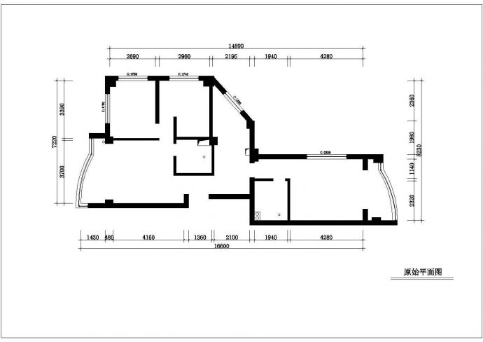 南京浦口区新装70平米小两居家装设计cad平面施工图_图1