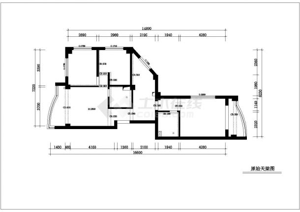 南京浦口区新装70平米小两居家装设计cad平面施工图-图二