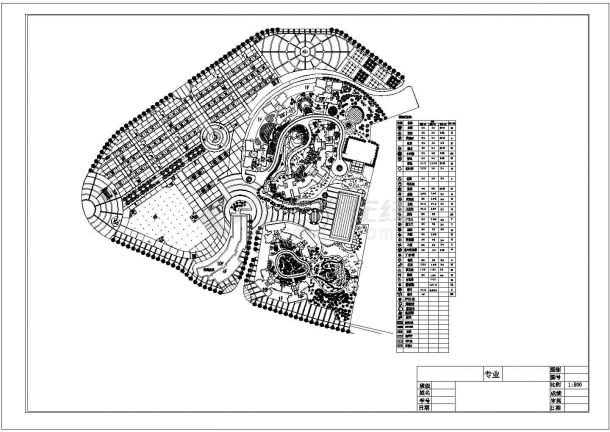 某高档住宅小区入口广场景观绿化规划设计cad总平面施工图纸（标注详细）-图一