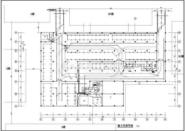 某小区车库电气设计建筑施工CAD图-图一